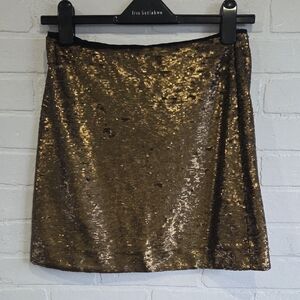 Massimo Dutti Shimmering Gold Mini Skirt